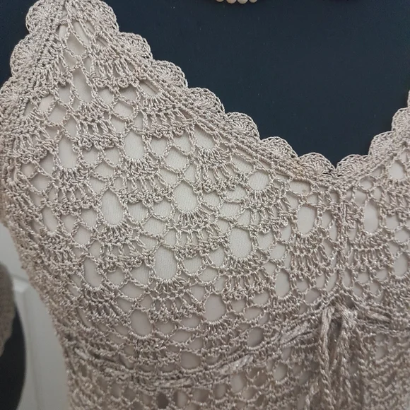 Gold crochet cami top - Picture 3 of 11